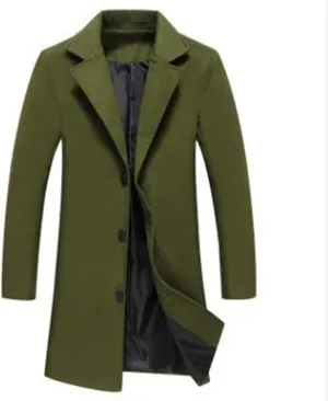 Dgoopd Mens Trench Coat Mid Length Wool Blend Coat Double Breasted Pea Coat Notch Lapel Jacket Dress Casual Winter Overcoat