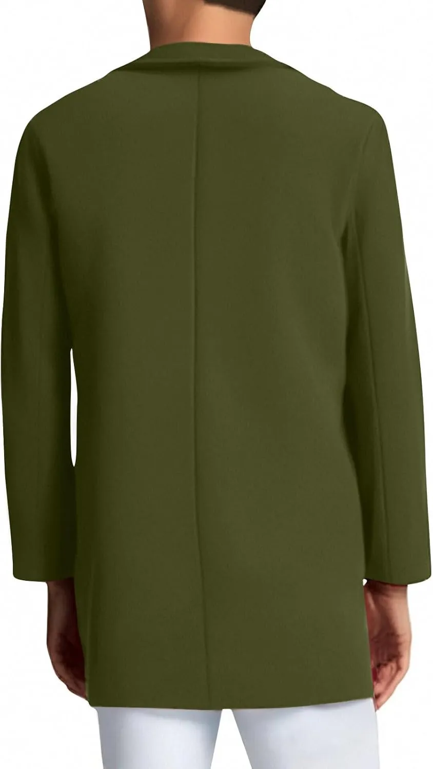 Dgoopd Mens Trench Coat Mid Length Wool Blend Coat Double Breasted Pea Coat Notch Lapel Jacket Dress Casual Winter Overcoat