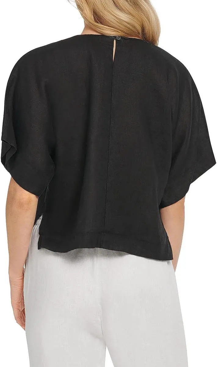 DKNY Women's Lightweight Linen Crop Top