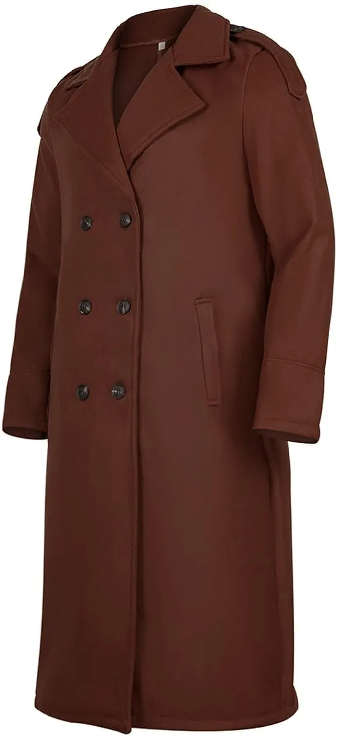 Duster Coat Print Lapel Button Down Long Sleeve Long Cardigan Windbreaker Loose Winter and Autumn Coat Jackets For