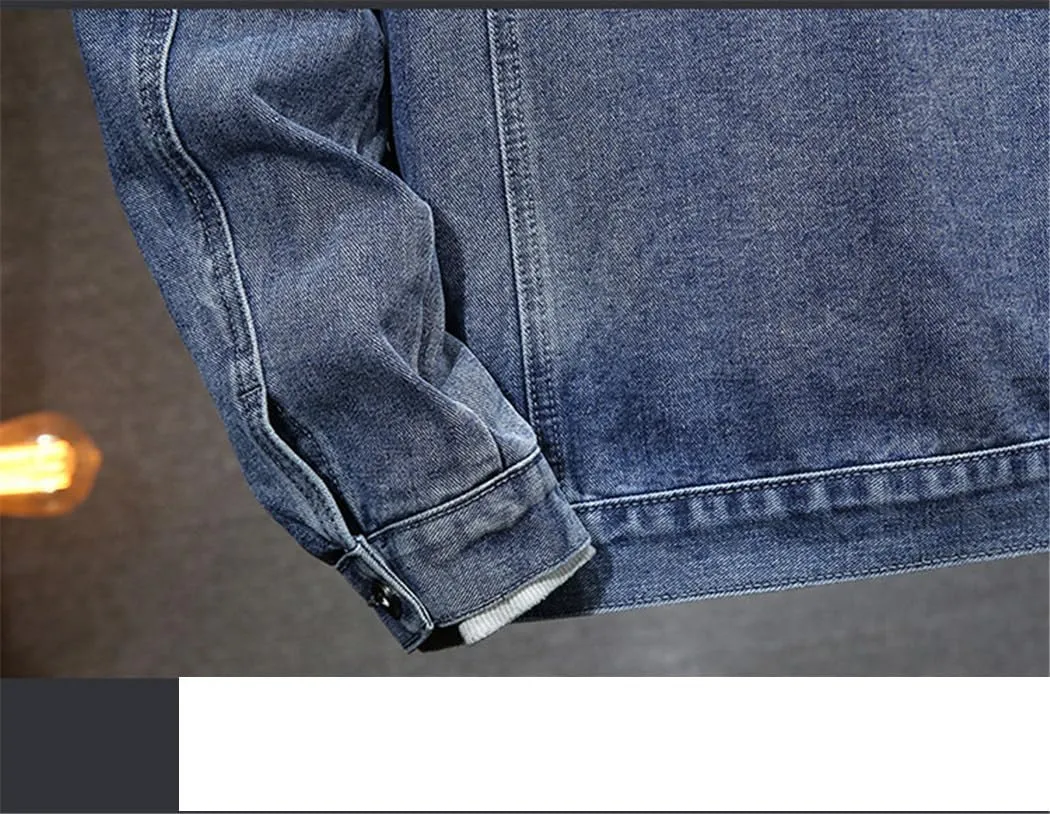 Dvbfufv Spring Men's Hooded Denim Jacket Casual Fashion Sport Denim Jacket