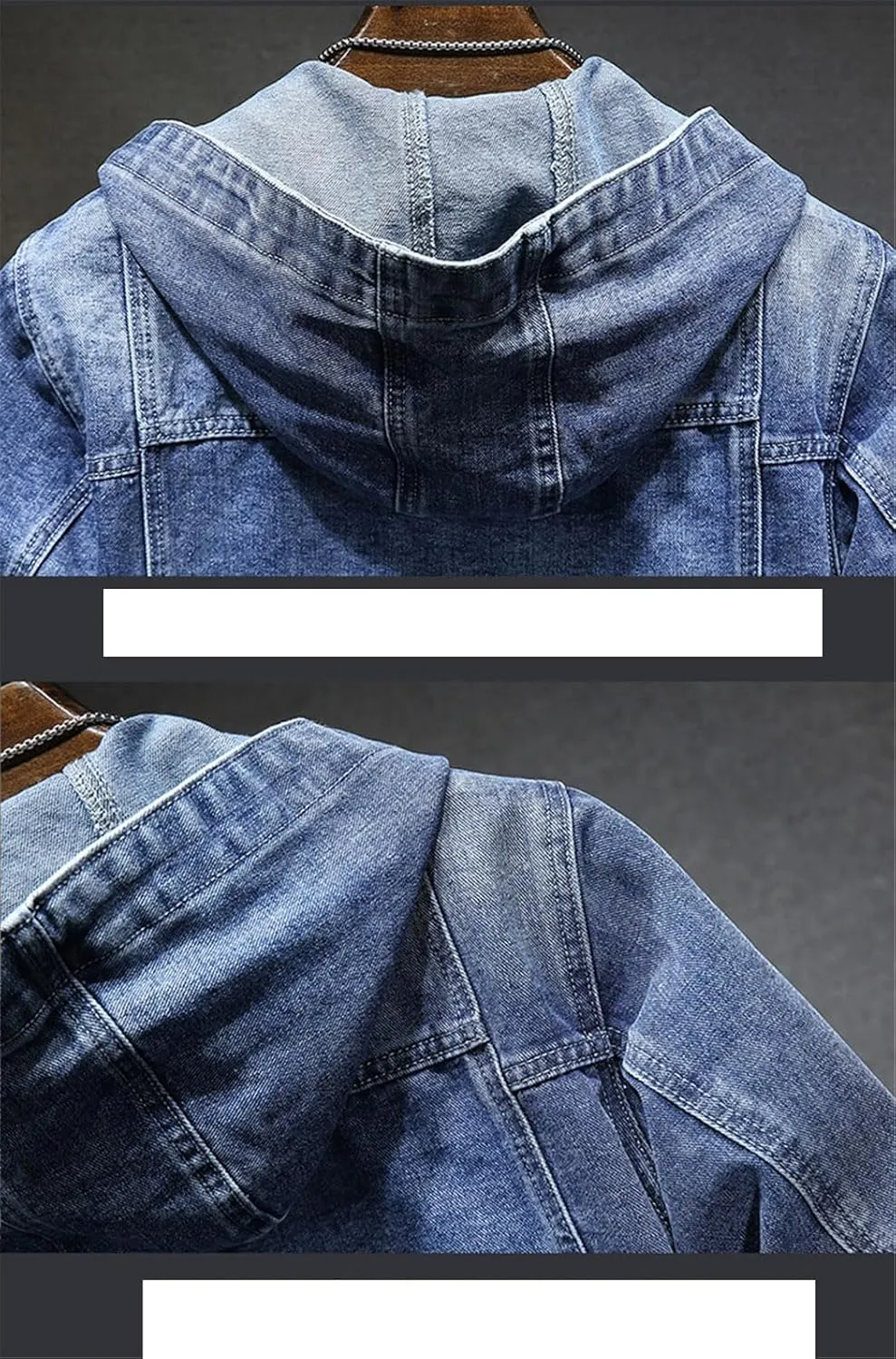 Dvbfufv Spring Men's Hooded Denim Jacket Casual Fashion Sport Denim Jacket