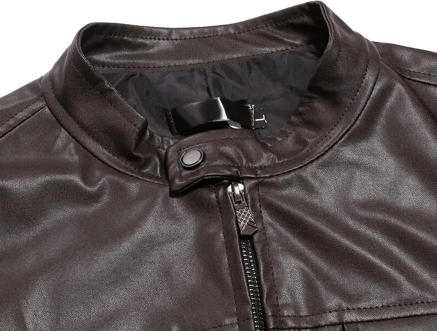 Faux Leather Jacket Men Slim Fit Racer Motorcycle Jackets Moto Coats Casual Stand Collar Biker Jacket