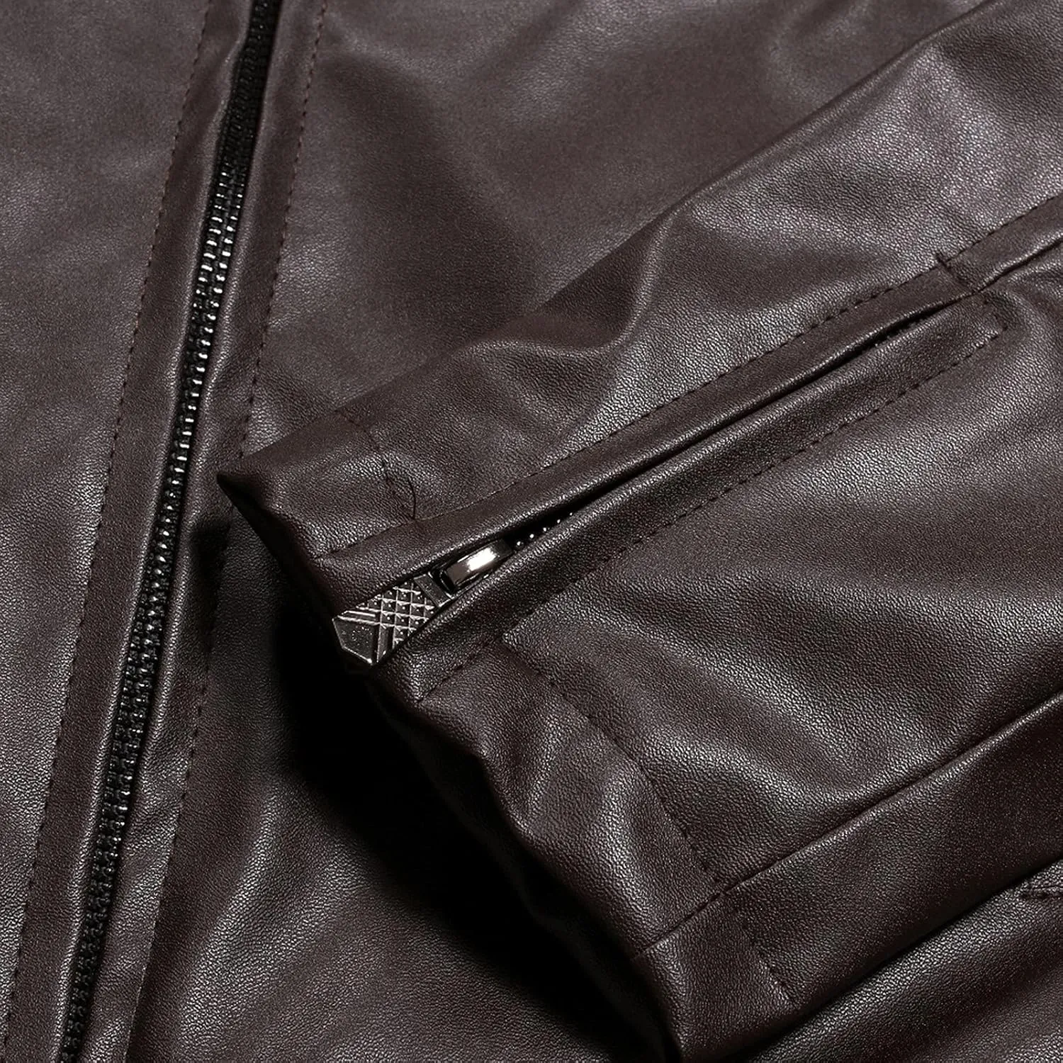 Faux Leather Jacket Men Slim Fit Racer Motorcycle Jackets Moto Coats Casual Stand Collar Biker Jacket