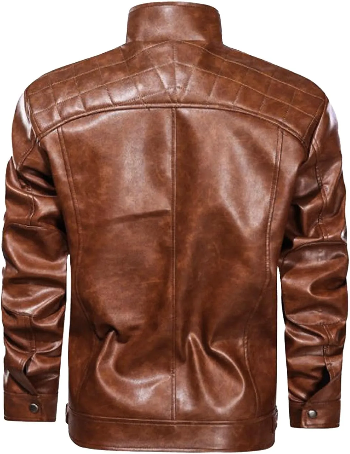 Faux Leather Jackets for Men Black Motorcycle Jacket Long Sleeve Zip Up Biker Bomber Jacket with Pockets
