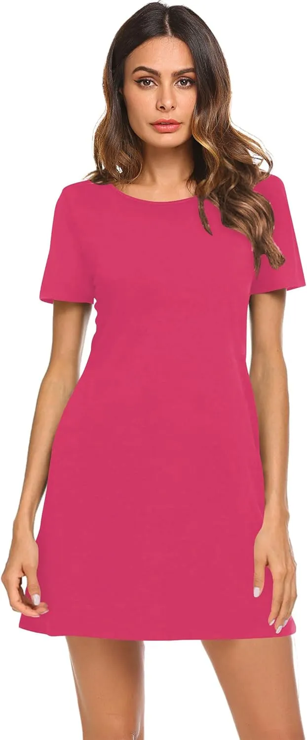 Feager Women's Casual Striped Criss Cross Short Sleeve T Shirt Dress