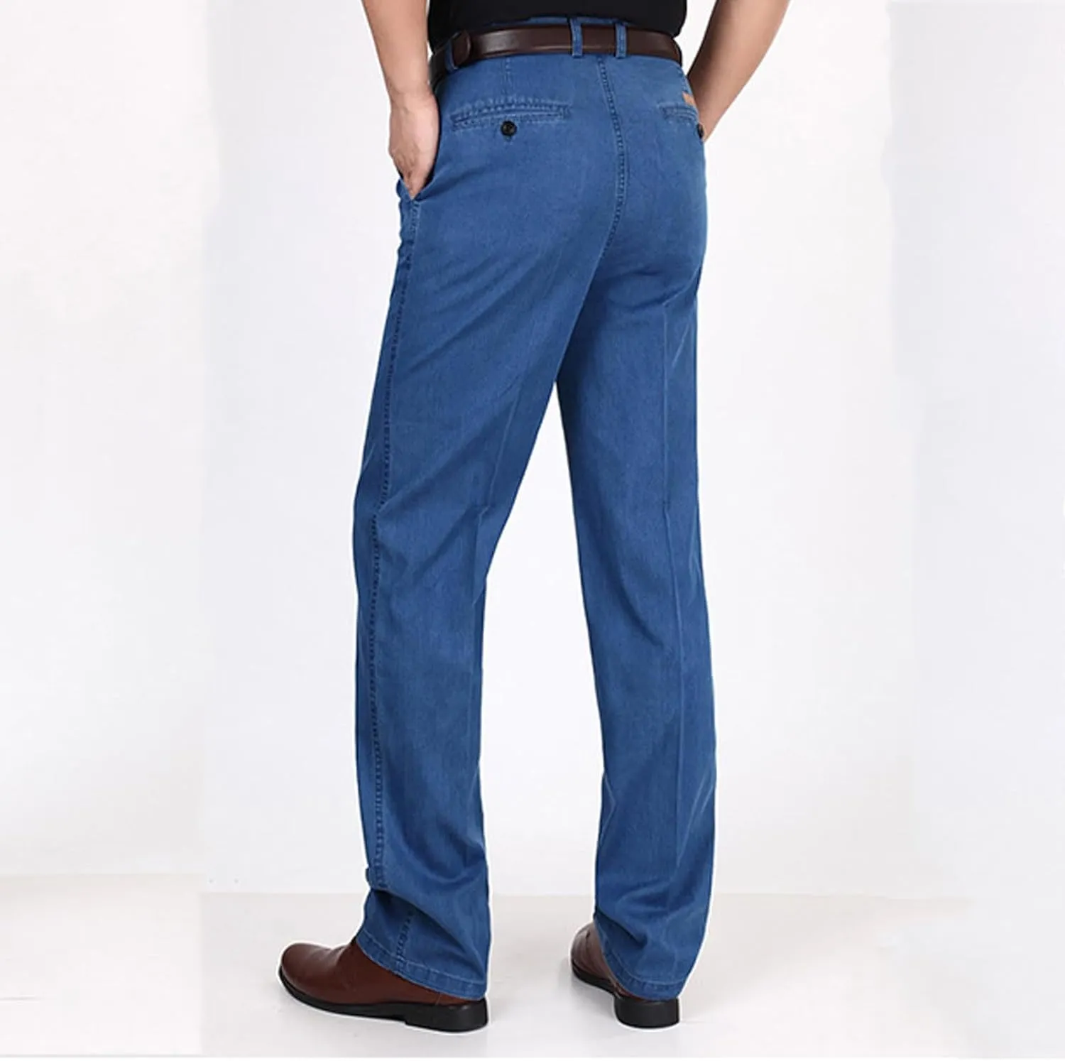 Finelylove Chino Pants Men Pleated Front Twill Dress Pants Loose Fit Flex Business Work Pants Straight Leg Trousers