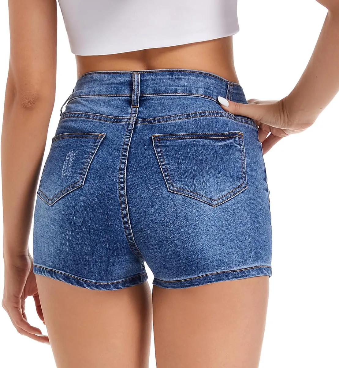FISCLOSIN Women's Fashion Demin Shorts High Waisted Stretchy Jeans