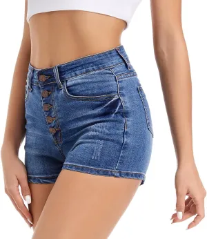 FISCLOSIN Women's Fashion Demin Shorts High Waisted Stretchy Jeans