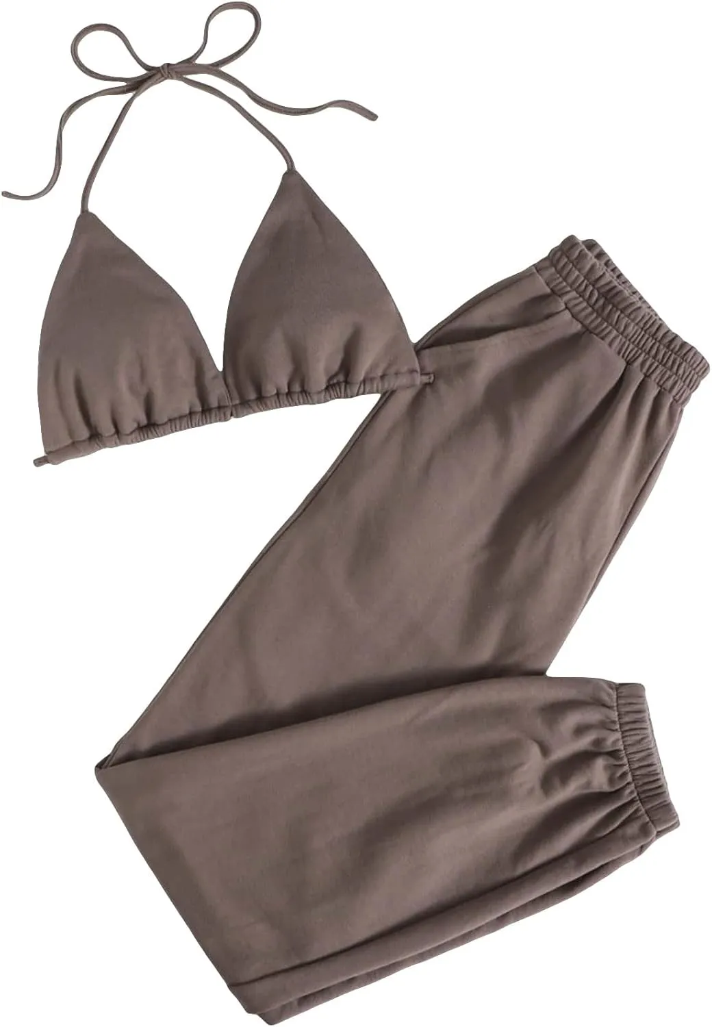 Floerns Women’s Sweatsuits Bra and Sweatpants Set 2 Pieces Jogger Tracksuit