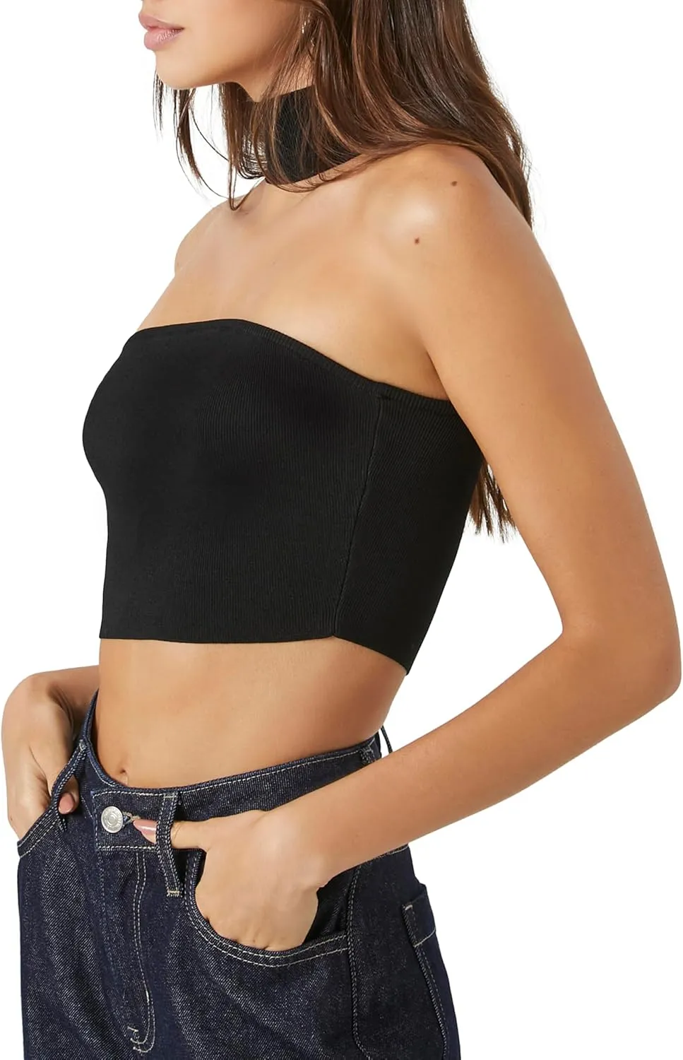 Forever 21 Women's Sweater-Knit Choker Crop Top