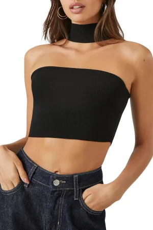 Forever 21 Women's Sweater-Knit Choker Crop Top