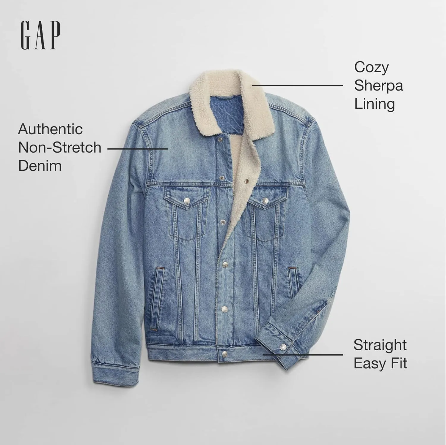 GAP Men's Sherpa Icon Denim Jacket