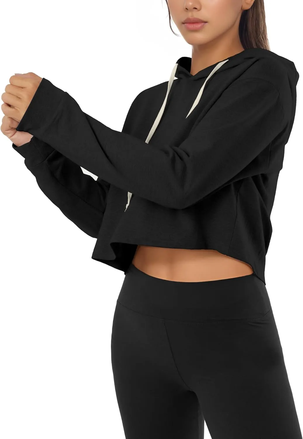GIVON Women's Comfortable Casual Long Sleeve Crop-Top Pullover Sweatshirt Hoodie