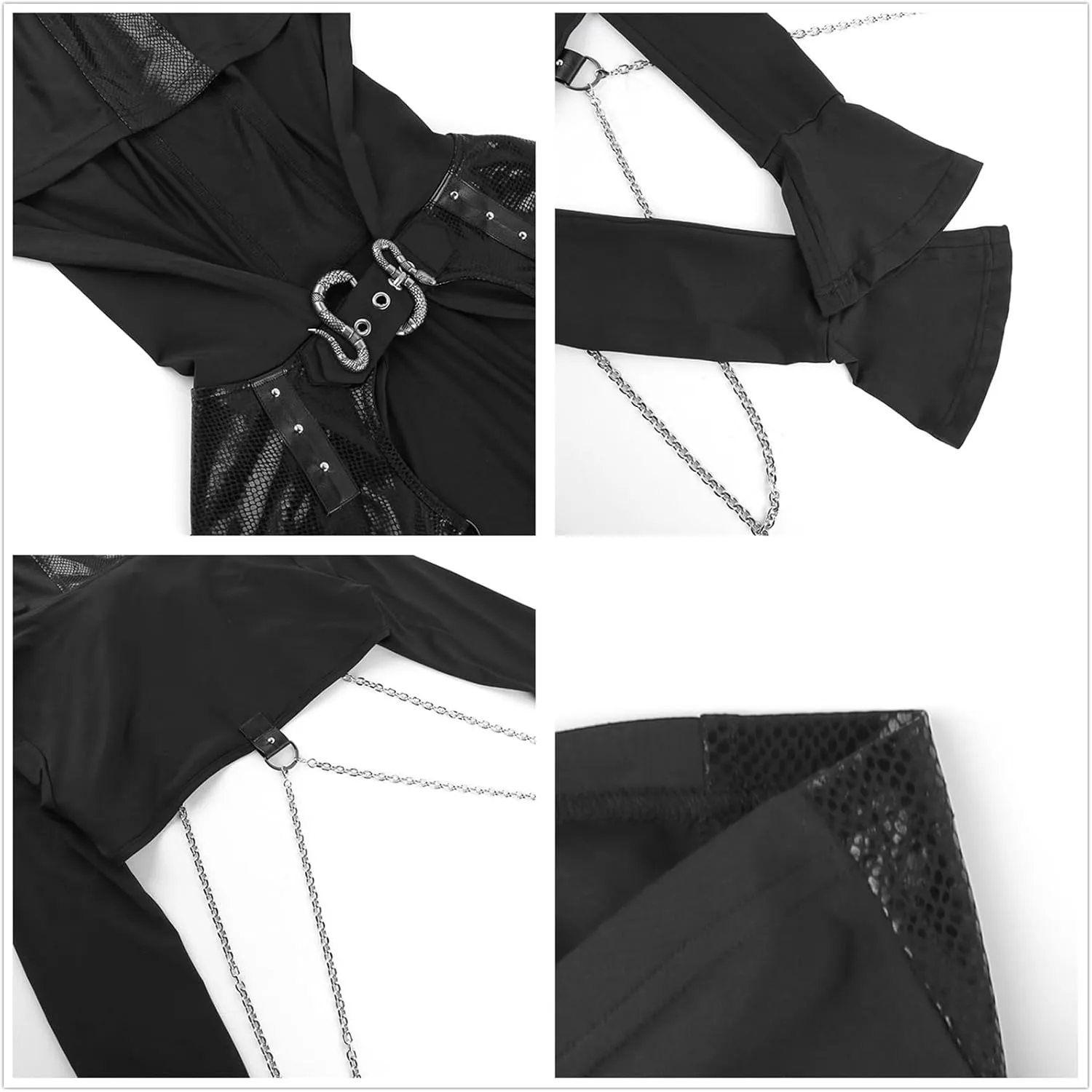 Gothic Crop Top Hoodie for Women Black Sexy Sweatshirt Goth Shirt
