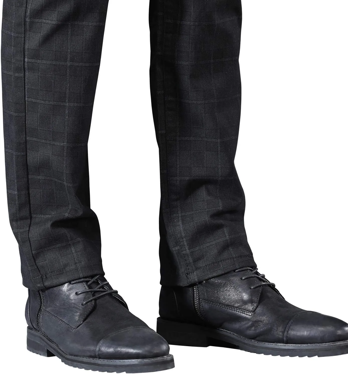 HENGAO Men's Straight Fit Plaid Chino Pants