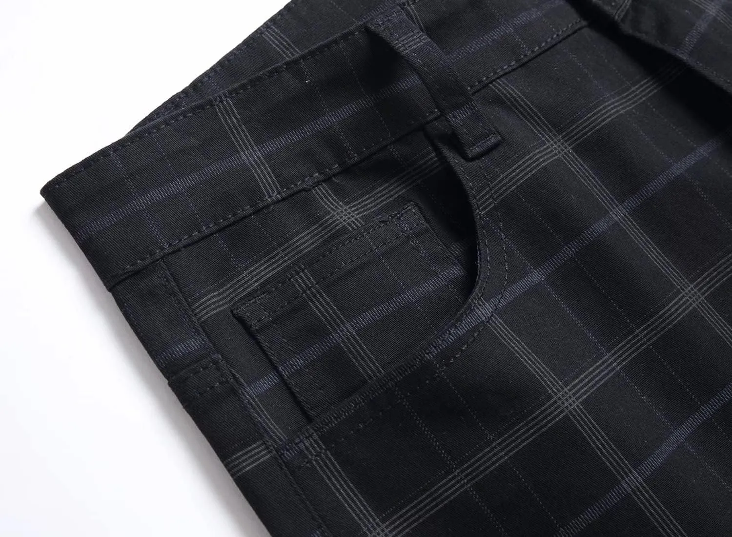 HENGAO Men's Straight Fit Plaid Chino Pants