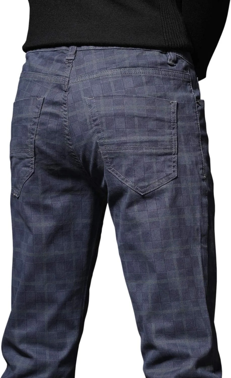 HENGAO Men's Straight Fit Plaid Chino Pants