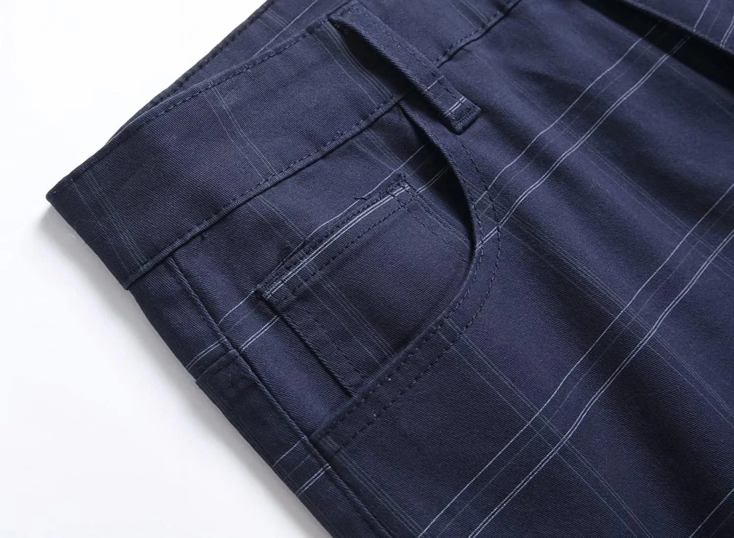 HENGAO Men's Straight Fit Plaid Chino Pants