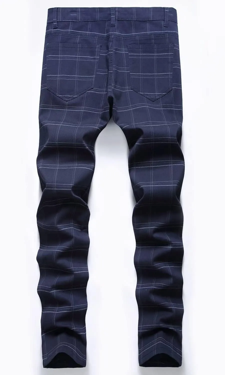 HENGAO Men's Straight Fit Plaid Chino Pants