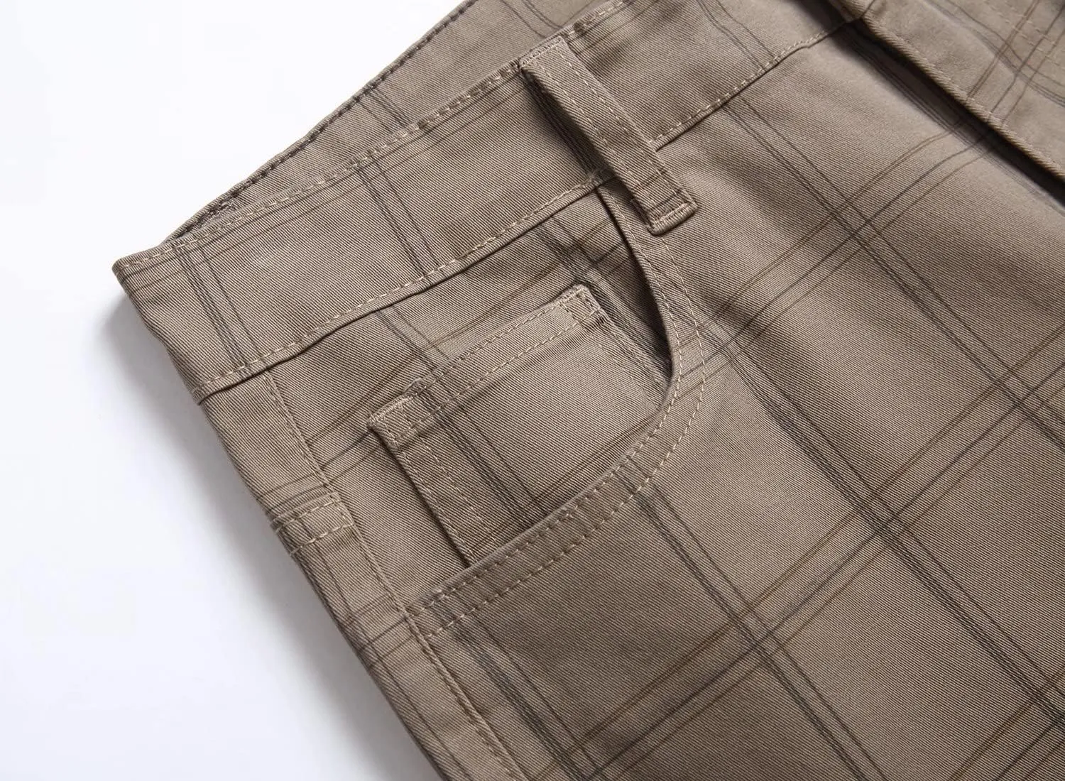 HENGAO Men's Straight Fit Plaid Chino Pants