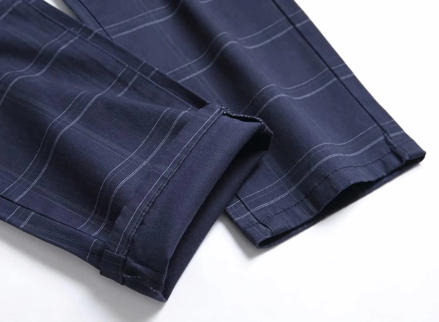 HENGAO Men's Straight Fit Plaid Chino Pants