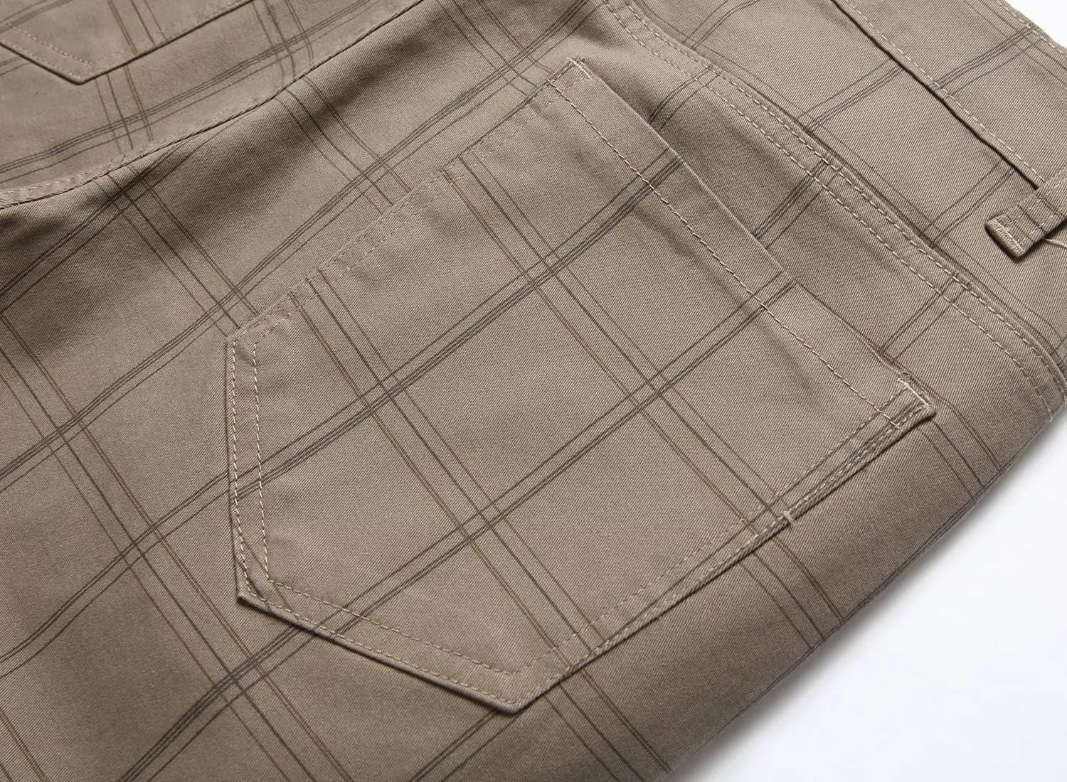 HENGAO Men's Straight Fit Plaid Chino Pants