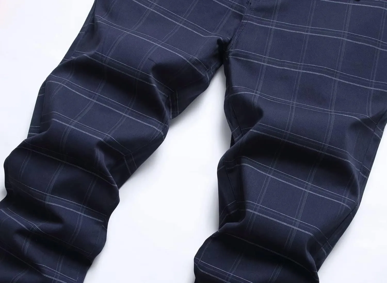 HENGAO Men's Straight Fit Plaid Chino Pants