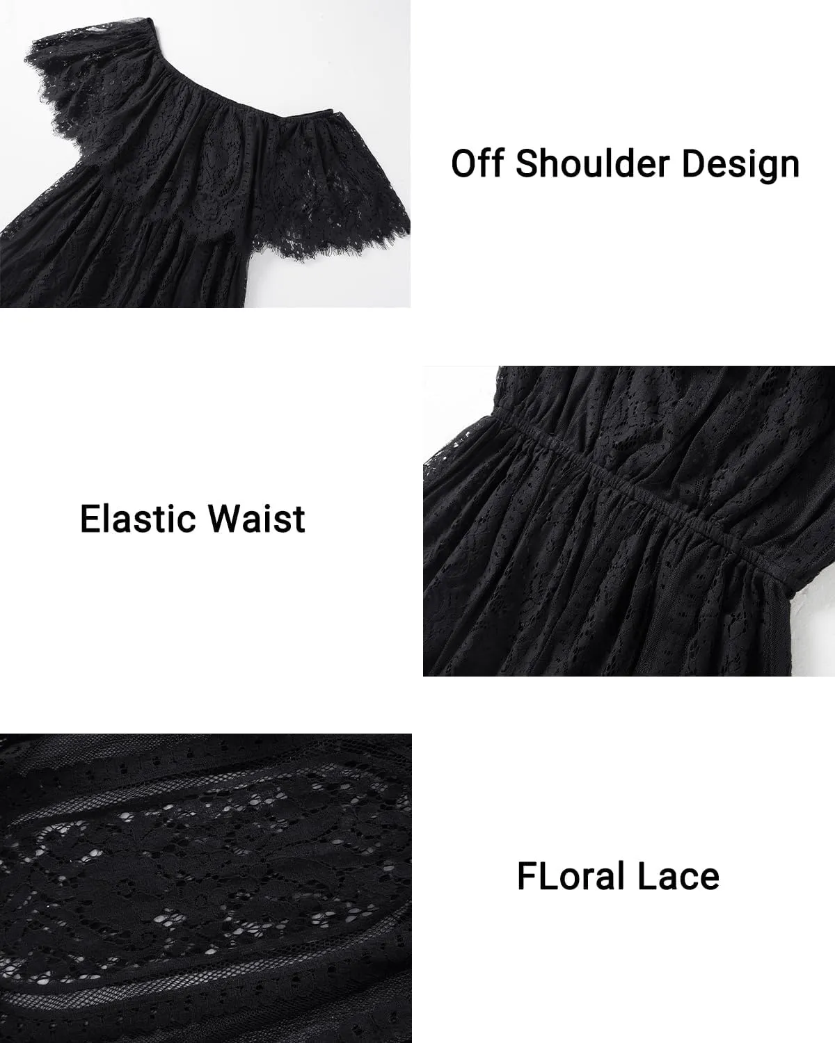 Holipick Women's Off Shoulder Lace Maxi Dress Boho Wedding Guest Bridesmaid Beach Formal Long Dress
