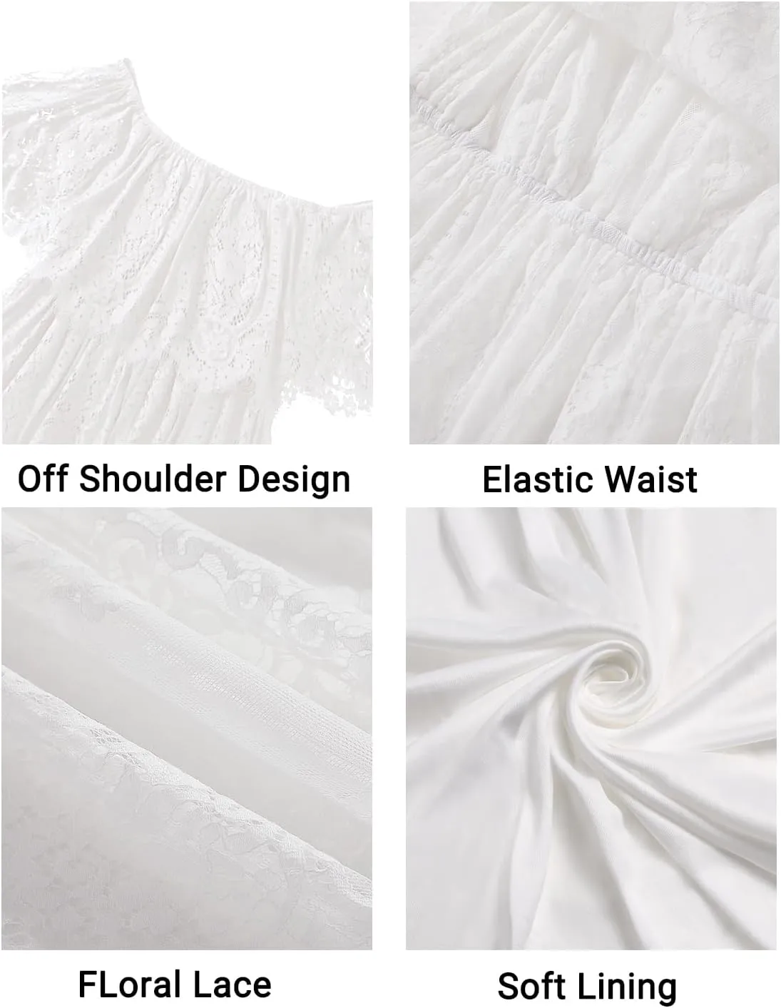 Holipick Women's Off Shoulder Lace Maxi Dress Boho Wedding Guest Bridesmaid Beach Formal Long Dress