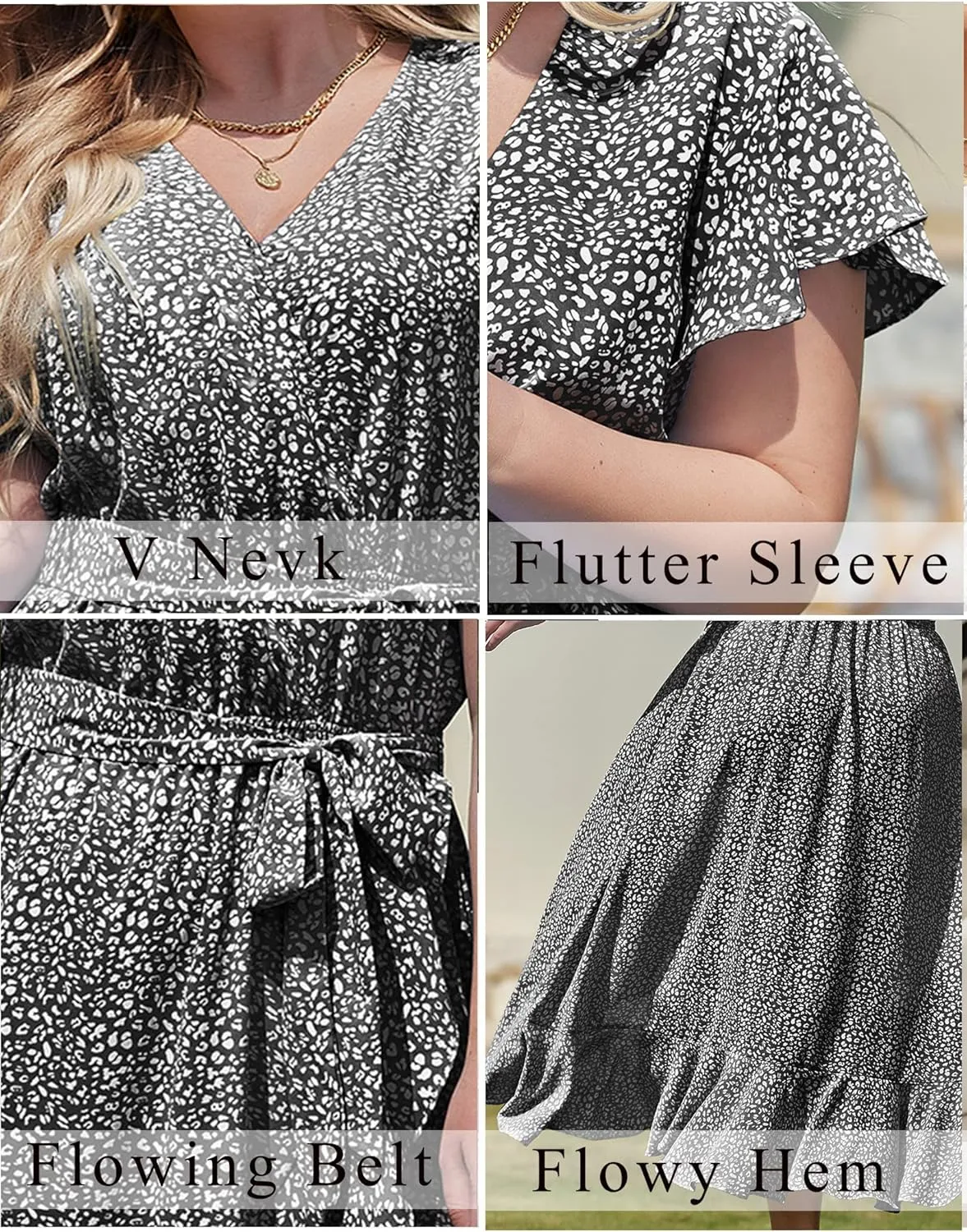 IN'VOLAND Plus Size Womens Floral Summer Dress Casual Wrap V Neck Short Sleeve Belted Beach Bohemian Maxi Dress
