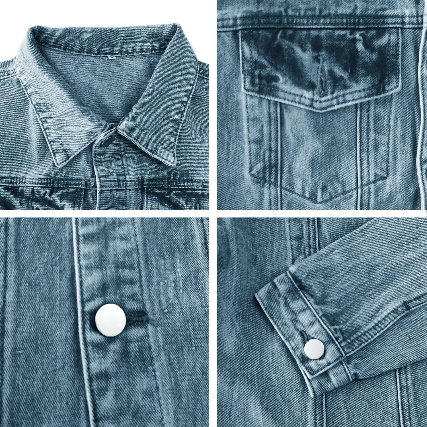 Jayscreate Women's Jean Denim Jacket Pockets Oversized Ripped Short Light Cropped Mini Lightweight Ladies Denim Jacket