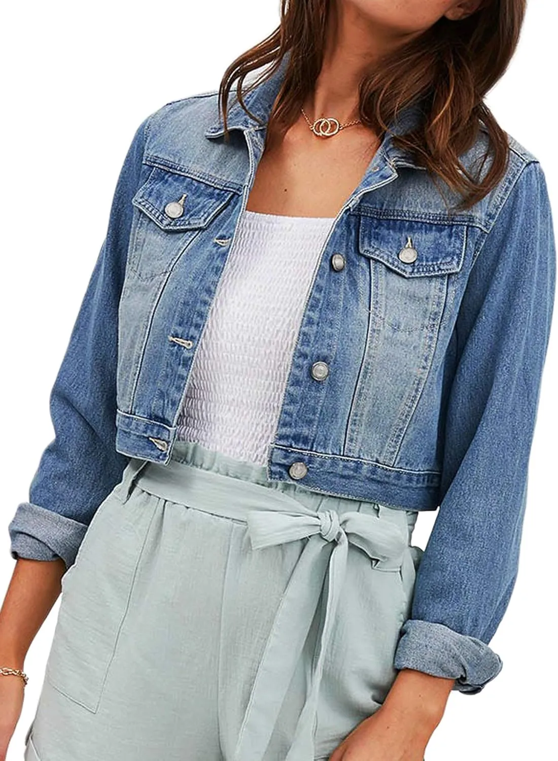Jean Jacket Women Washed Denim Jacket