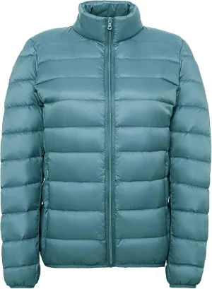 JEsilunmaMY Women's Stand Collar Duck Down Jacket Lightweight Long Sleeve Insulated Puffer Jacket Warm Winter Quilted Coat