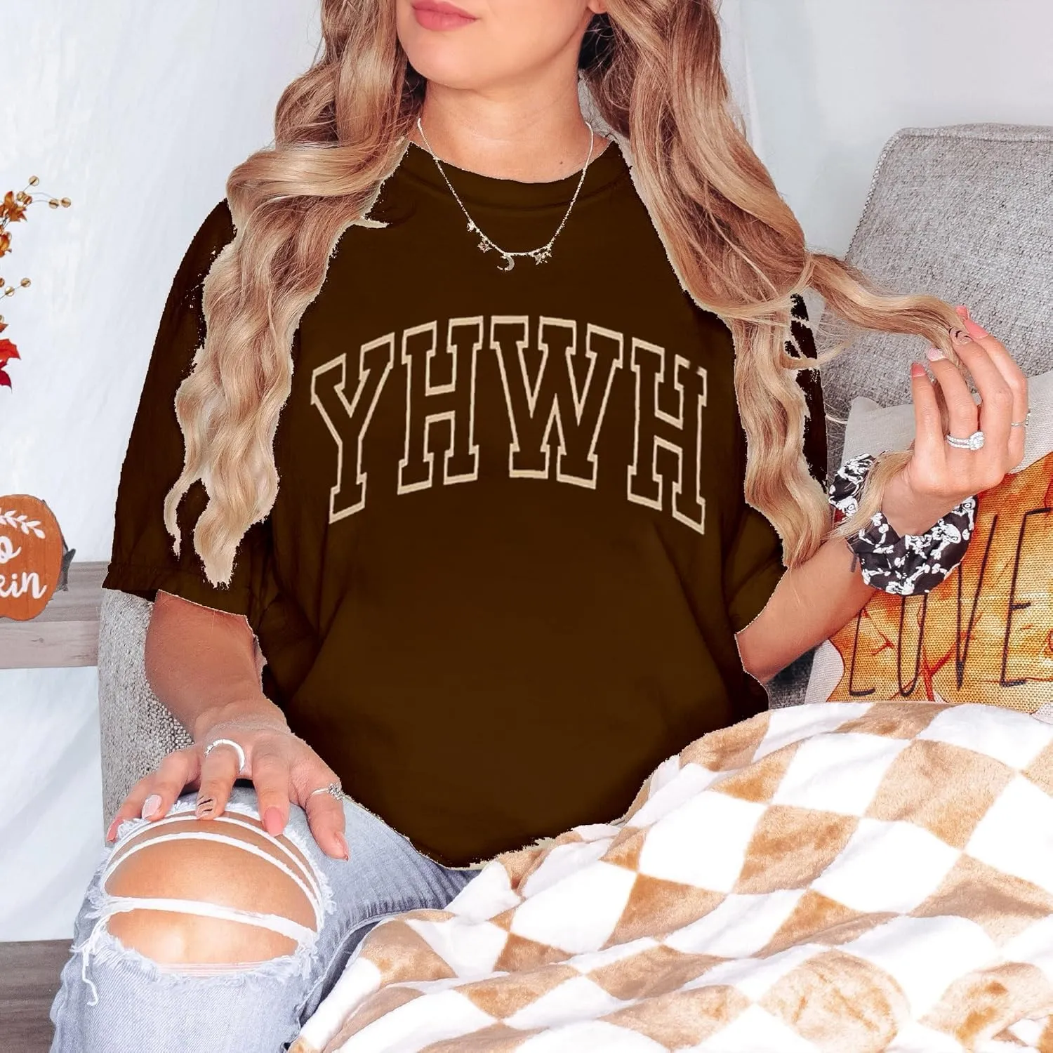 Jesus Shirts for Women Christian Oversized Shirt YHWH Tshirts Jesus Faith Inspirational Casual Tee Tops