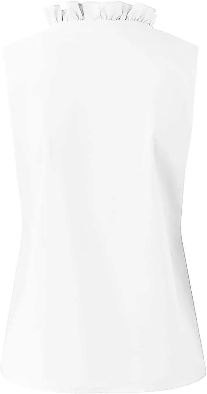 KIKX0DE Womens Sleeveless Ruffle Peplum Front Tank Tops Casual Summer V Neck Shirts