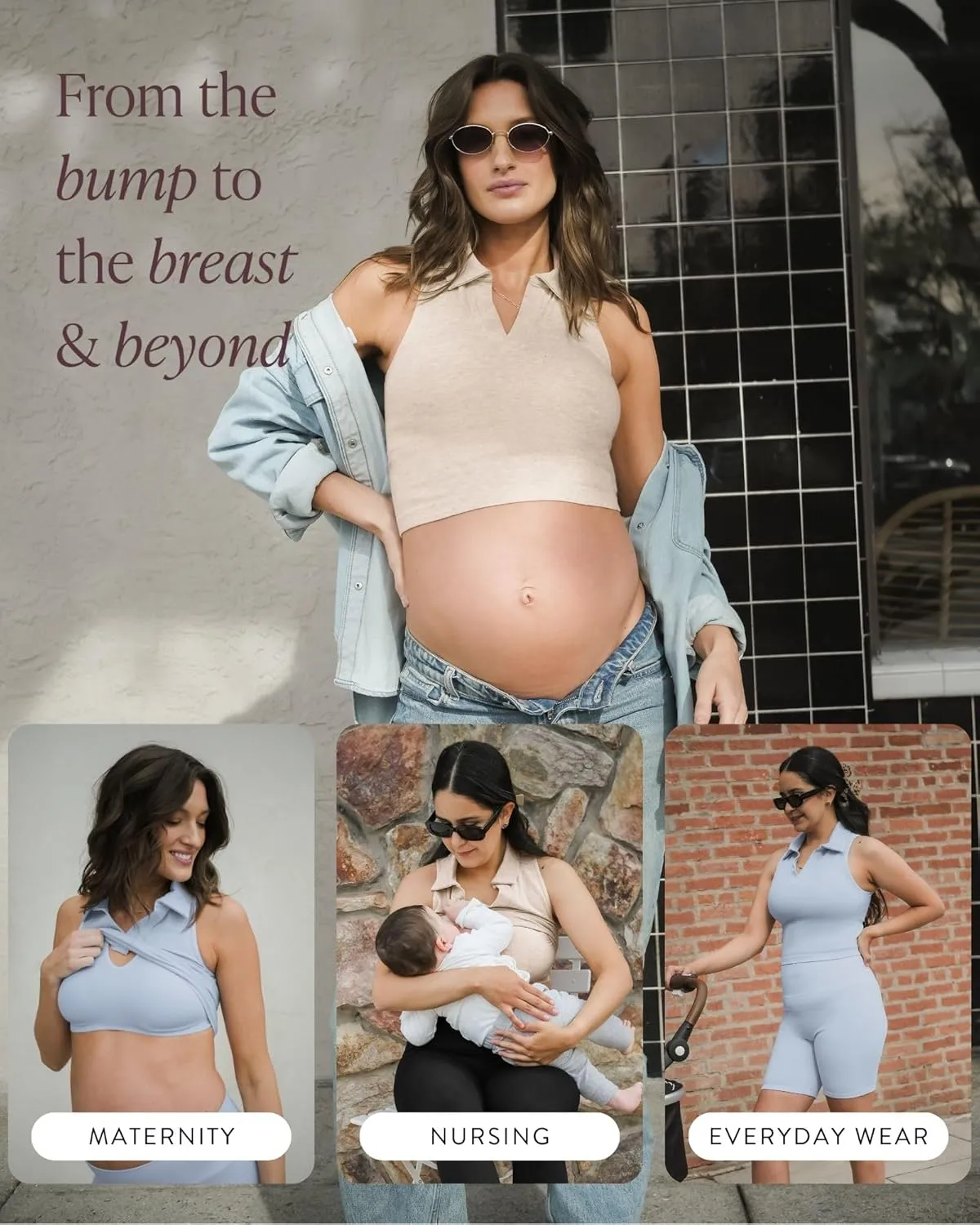Kindred Bravely Sublime Collared Maternity & Nursing Longline Bra, Breastfeeding Crop Top