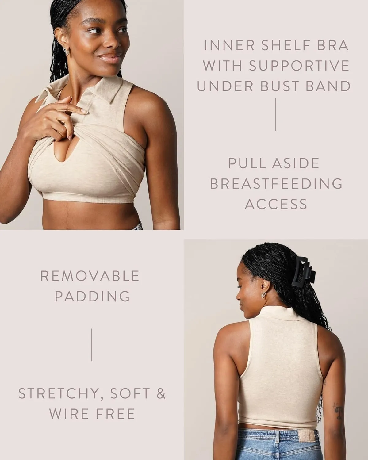 Kindred Bravely Sublime Collared Maternity & Nursing Longline Bra, Breastfeeding Crop Top