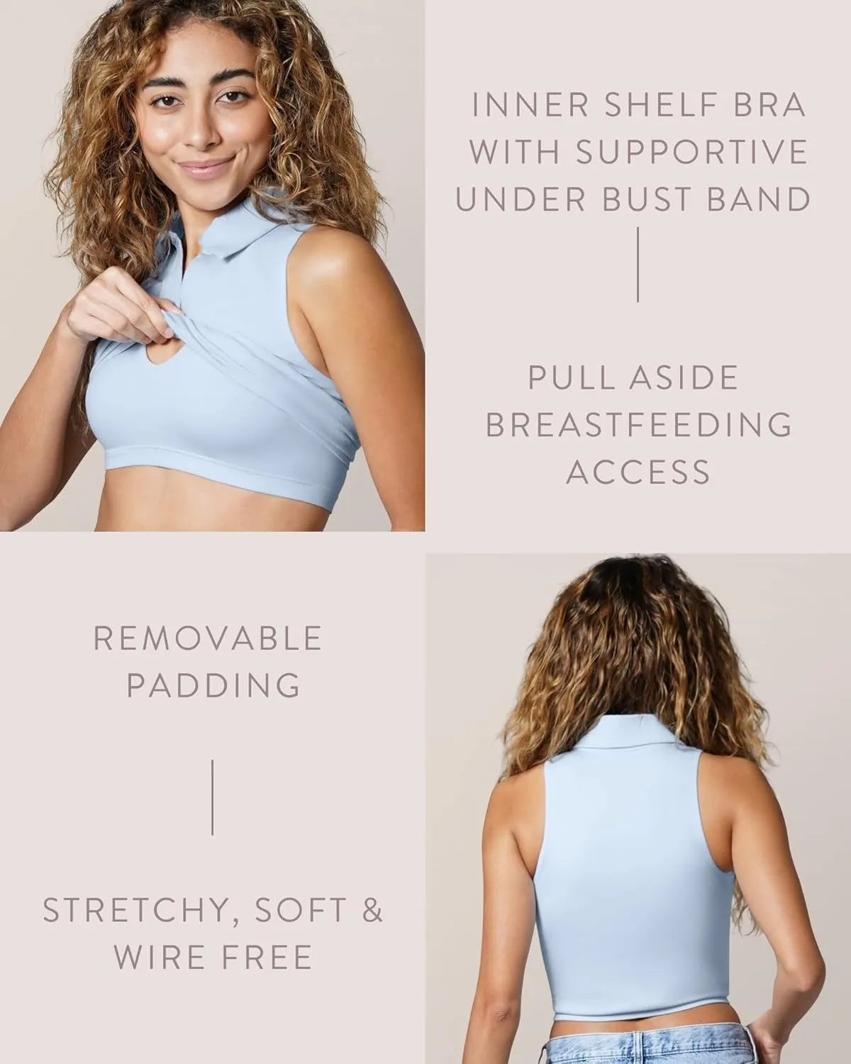 Kindred Bravely Sublime Collared Maternity & Nursing Longline Bra, Breastfeeding Crop Top