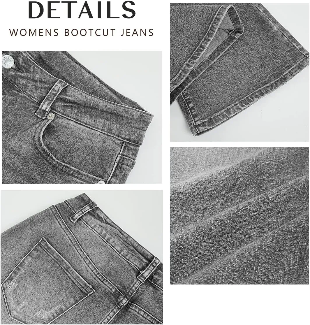 Koinshha Womens High Waisted Jeans Flare Stretch Boyfriend Bootcut Casual Denim Pants