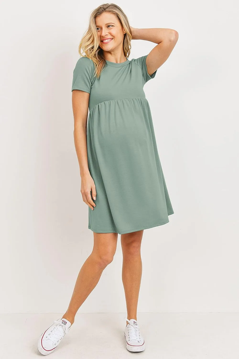 LaClef Women's Maternity Casual Mini T-Shirt Dress