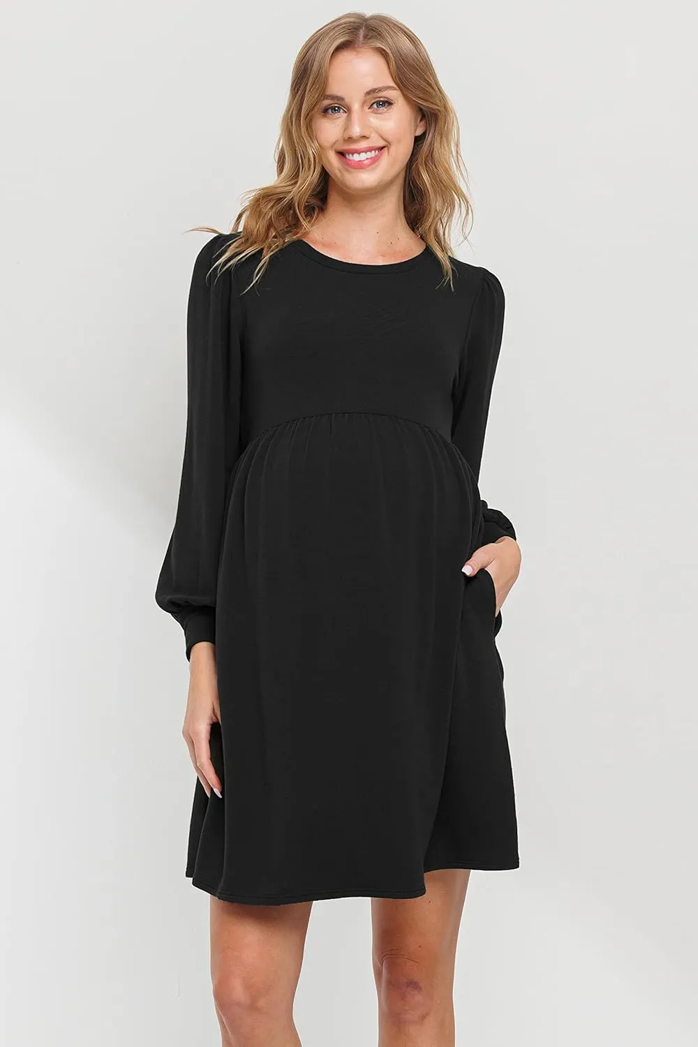 LaClef Women's Maternity Casual Mini T-Shirt Dress