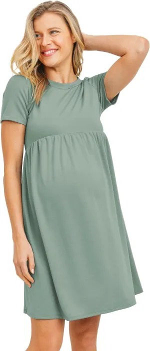 LaClef Women's Maternity Casual Mini T-Shirt Dress