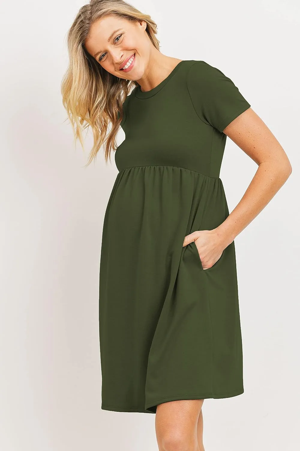 LaClef Women's Maternity Casual Mini T-Shirt Dress