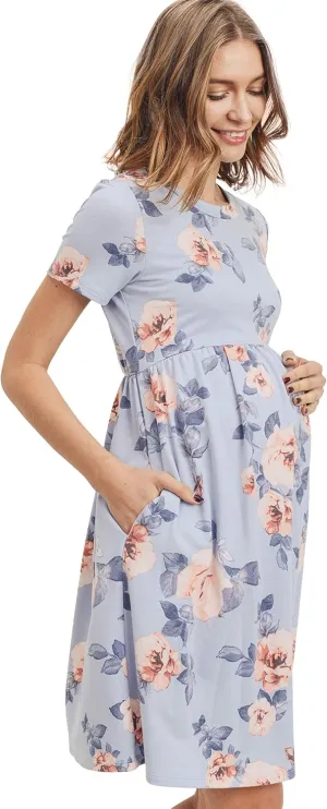 LaClef Women's Maternity Casual Mini T-Shirt Dress