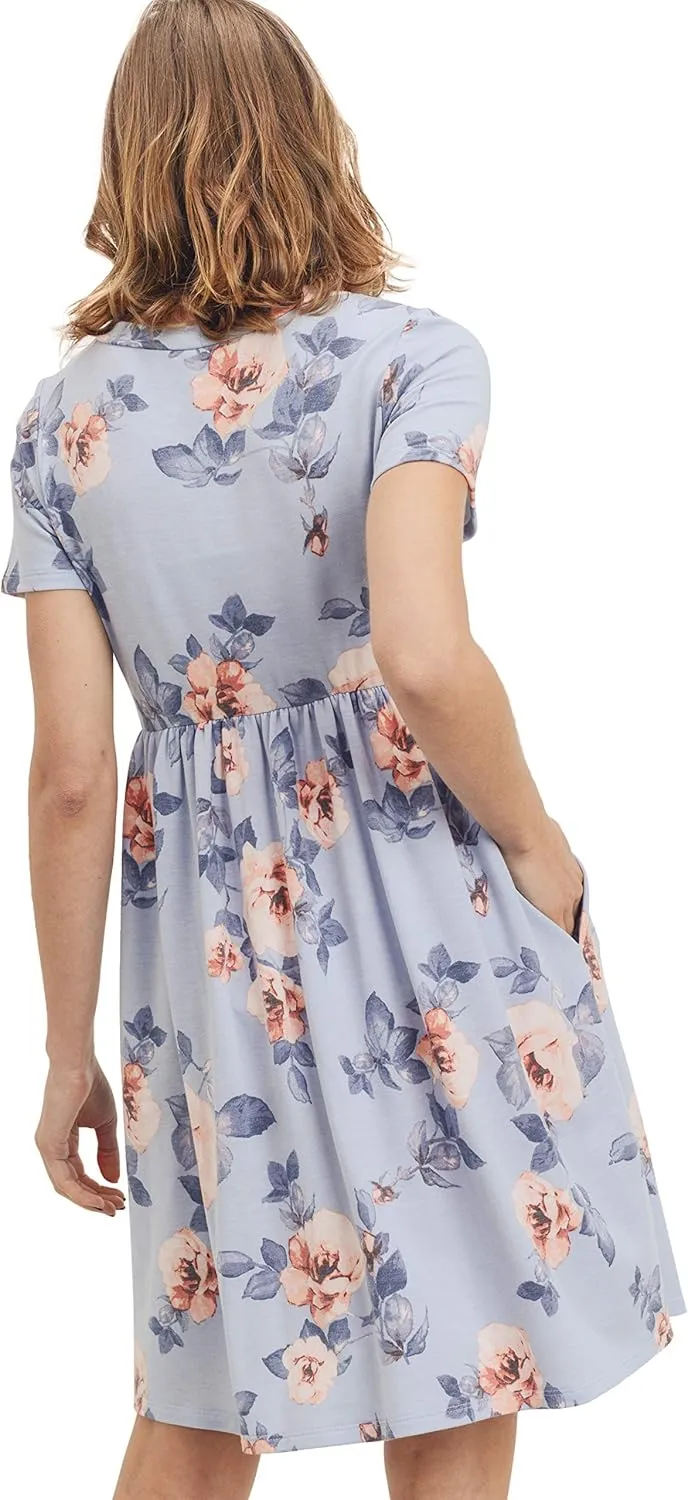 LaClef Women's Maternity Casual Mini T-Shirt Dress