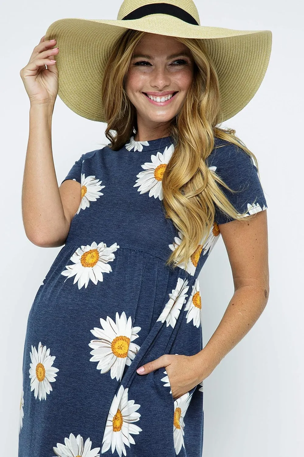 LaClef Women's Maternity Casual Mini T-Shirt Dress
