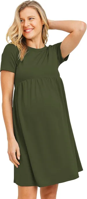 LaClef Women's Maternity Casual Mini T-Shirt Dress
