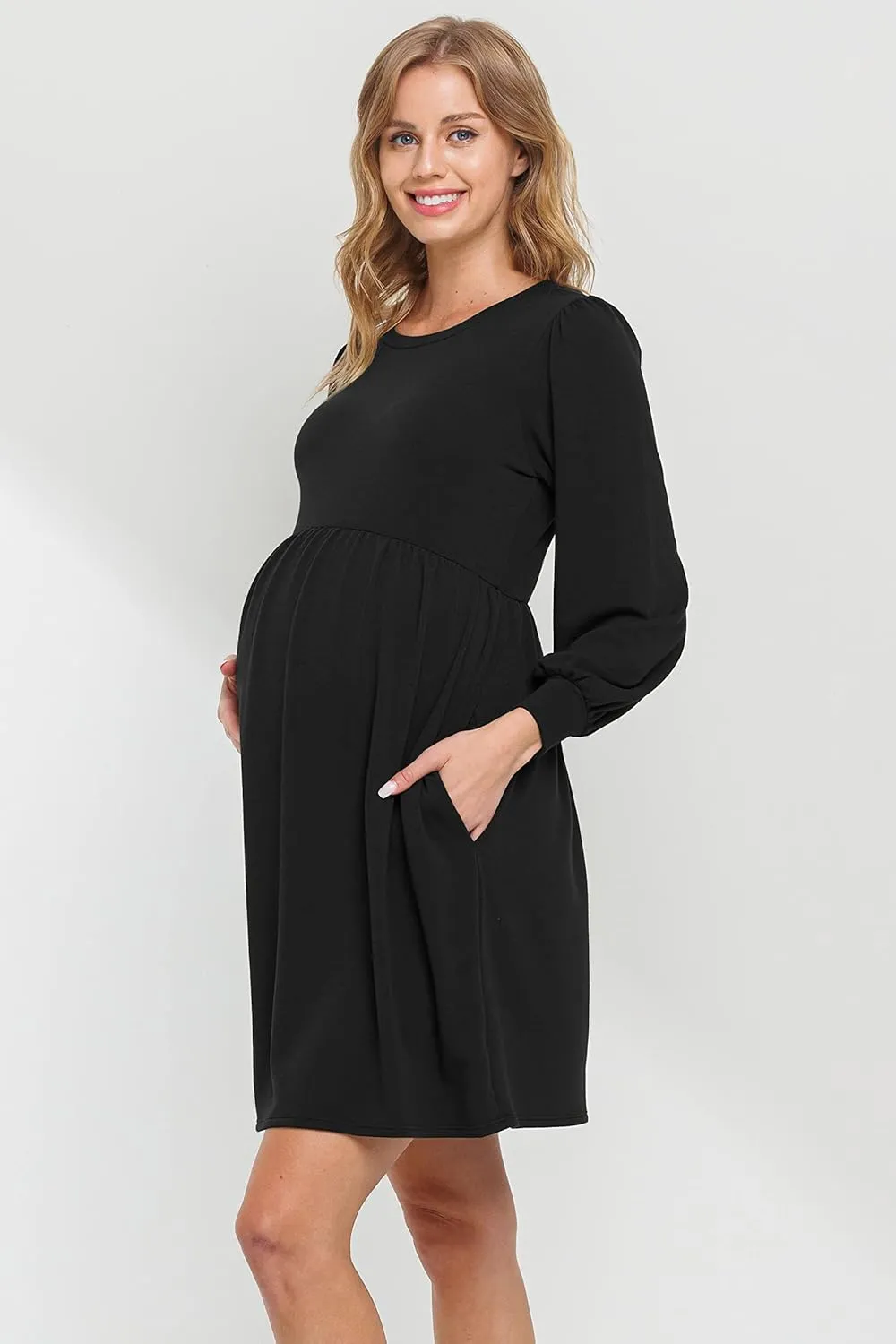 LaClef Women's Maternity Casual Mini T-Shirt Dress