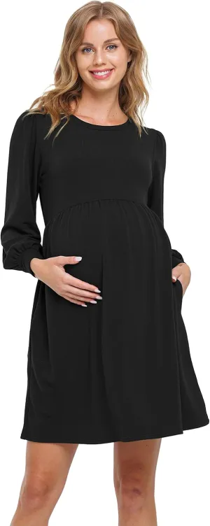 LaClef Women's Maternity Casual Mini T-Shirt Dress